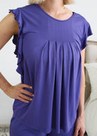 Georgia Rylan Blueberry Flutter Short Set three quarter view — Cloud Nine Pajamas