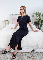 Georgia Rylan Bamboo Maxi T-Shirt Dress | Black
