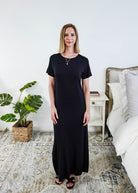 Georgia Rylan Bamboo Maxi T-Shirt Dress | Black