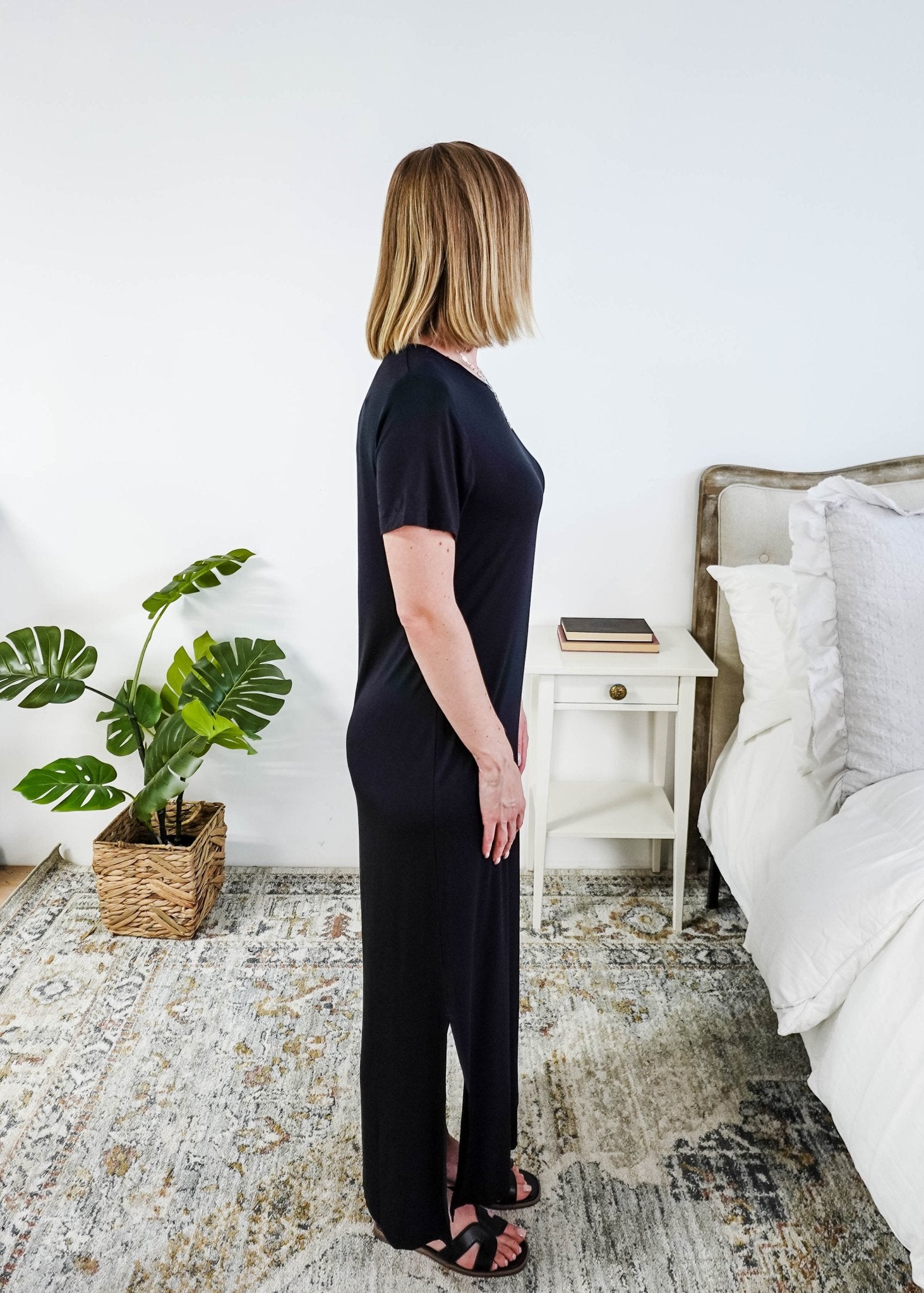 Georgia Rylan Bamboo Maxi T-Shirt Dress | Black