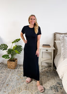 Georgia Rylan Bamboo Maxi T-Shirt Dress | Black