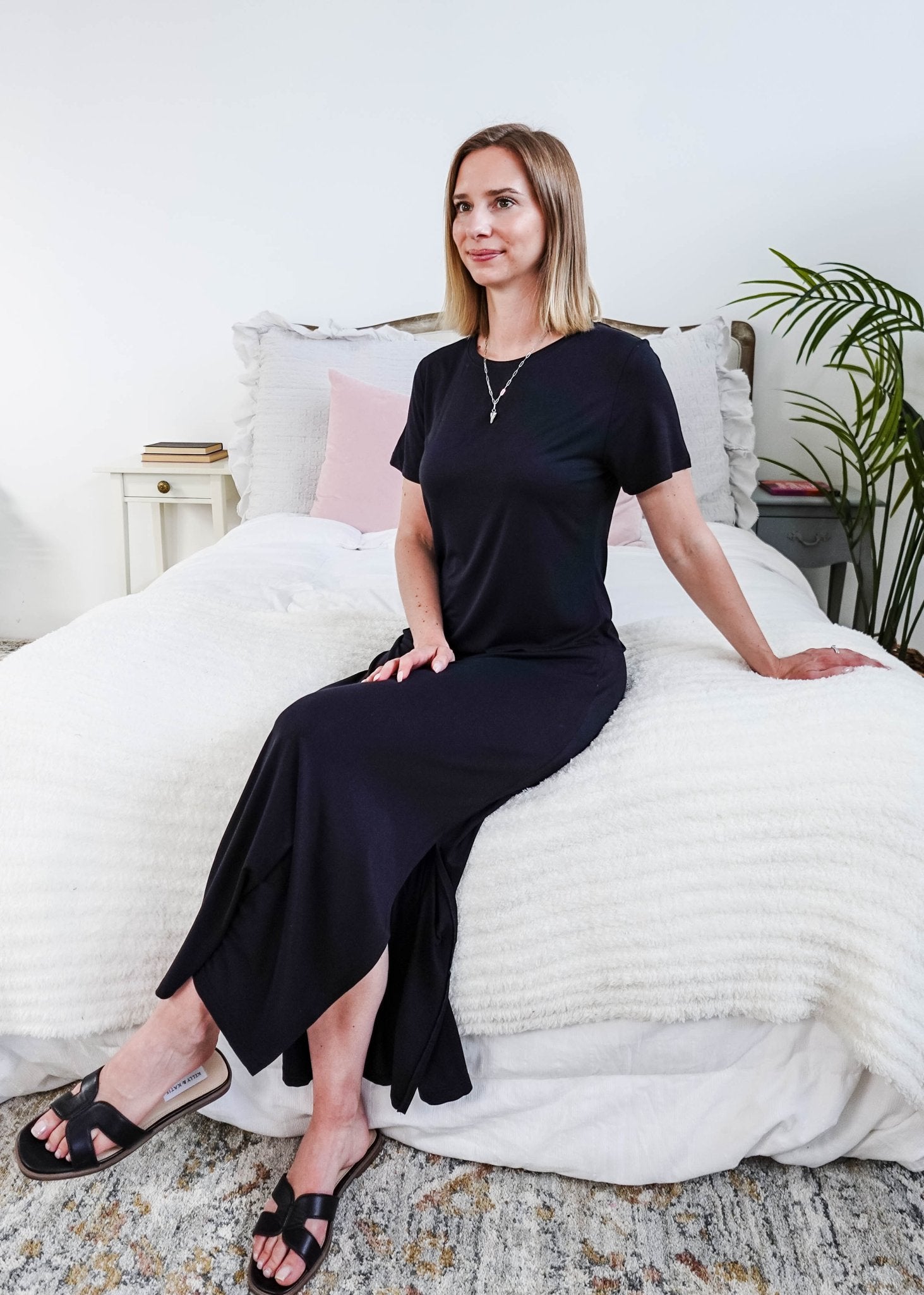 Georgia Rylan Bamboo Maxi T-Shirt Dress | Black