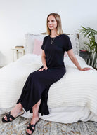 Georgia Rylan Bamboo Maxi T-Shirt Dress | Black