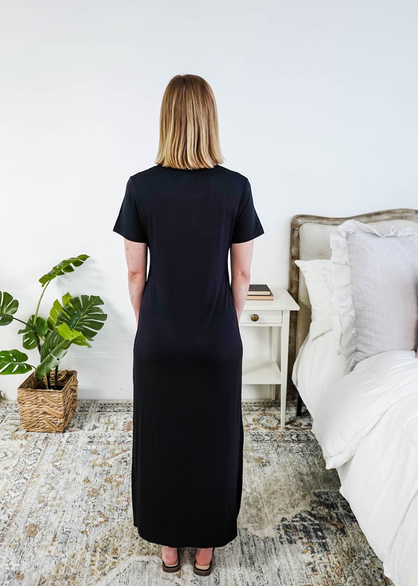 Georgia Rylan Bamboo Maxi T-Shirt Dress | Black