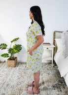 Georgia Rylan Bamboo V-Neck Nightshirt with Pockets | Limoncello Print side profile