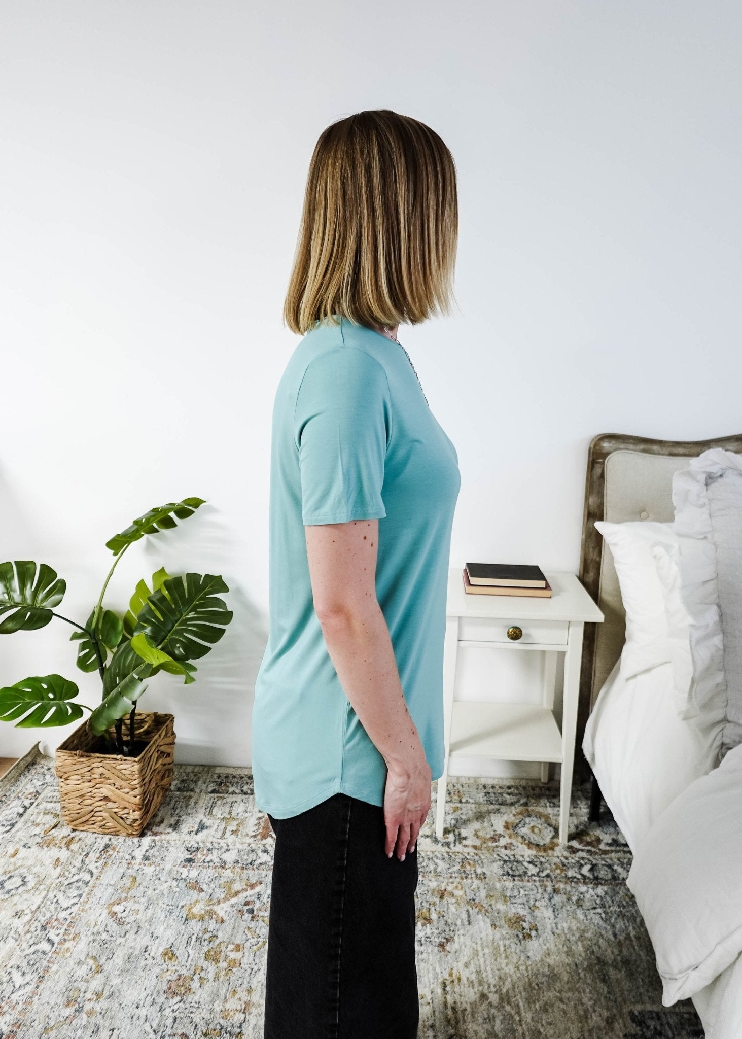 Georgia Rylan Essential Bamboo Tee | Sage Blue