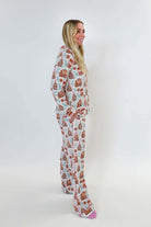 women's bamboo button up pj set in gingerbread house print georgia rylan