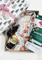 ultimate gift for gingerbread or sweet treats lovers with pajamas, popcorn, and candles all scented with gingerbread!