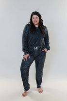 Golden Dahlias Long Sleeve Jogger Velour Lounge Set miranda nic