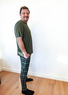green plaid bamboo joggers for men and women holidays
