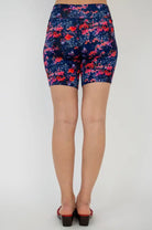 Hallie Bamboo Anti-Chafe Cooling Slip Shorts featuring vibrant floral design, showing back view.