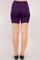 Hallie Bamboo Anti-Chafe Cooling Slip Shorts in purple color, showcasing the back view for comfort and style.
