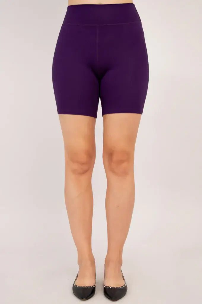 Hallie Bamboo Anti-Chafe Cooling Slip Shorts in purple, designed for comfort and protection against chafing.