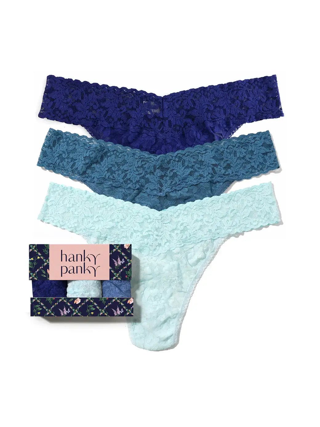 Hanky Panky 3 - Pack Signature Lace Low Rise Thong Gift Box – One Size Fits Most - HANKY PANKY - Cloud Nine Pajamas