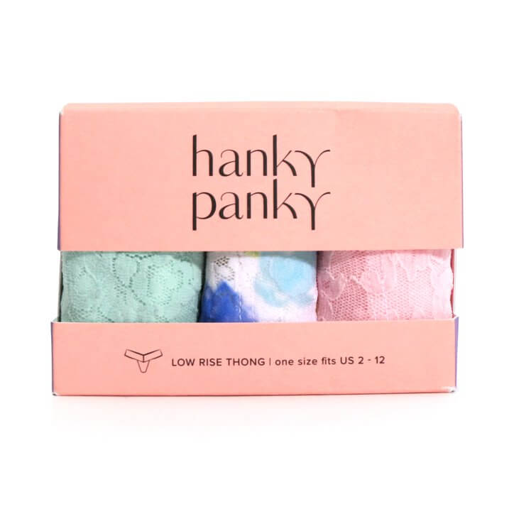 Hanky Panky 3 - Pack Signature Lace Low Rise Thong Gift Box – One Size Fits Most - HANKY PANKY - Cloud Nine Pajamas