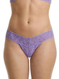 Hanky Panky Low Rise Thong in lavender lace, featuring a modern cut and comfortable fit, perfect for everyday wear.