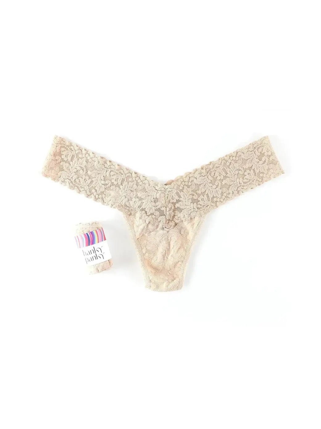 Hanky Panky Low Rise Thong – Signature Lace in nude, gift-ready wrap for modern comfort and style.