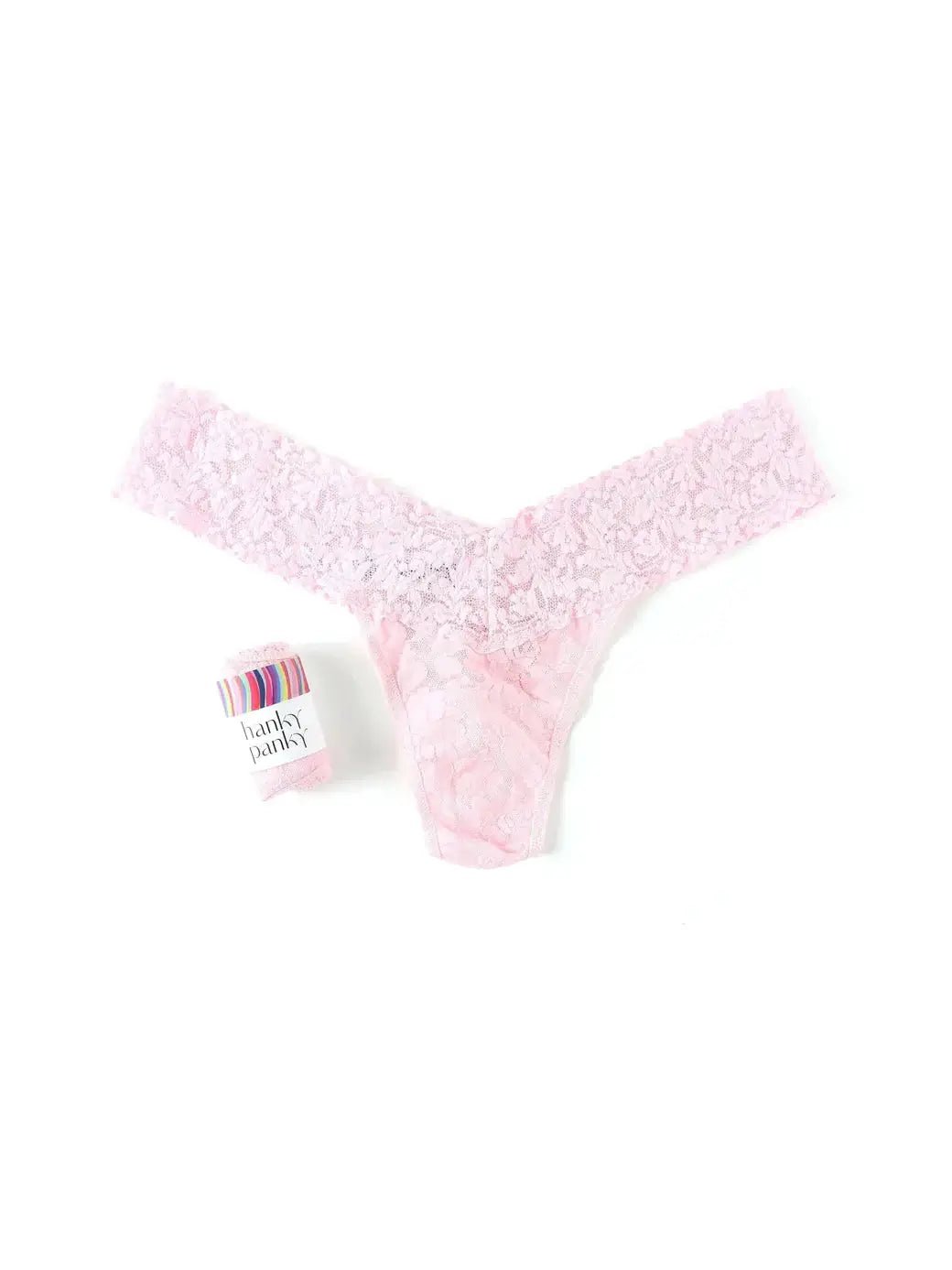 Hanky Panky Low Rise Thong – Signature Lace in pink, perfect gift-ready wrap for comfort and style.