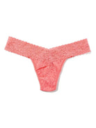 Hanky Panky Low Rise Thong in vibrant pink lace, perfect for comfort and style, one size fits most.