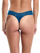 Hanky Panky Low Rise Thong in teal lace, designed for comfort and a flirty look, showcasing its back view.