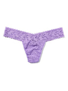 Hanky Panky Low Rise Thong in purple lace, gift-ready wrap, one size fits most.