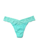 Hanky Panky Original Rise Thong in mint green lace, offering comfort and style with a signature fit.