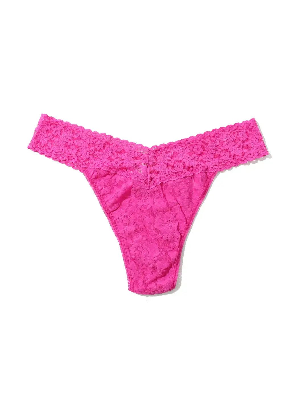 Hanky Panky Original Rise Thong – Signature Lace in vibrant pink color, showcasing its lace design and stylish fit.