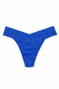 Hanky Panky Original Rise Thong – Signature Lace in vibrant blue color, designed for comfort and style. One size fits most.