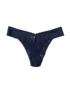 Hanky Panky Original Rise Thong – Signature Lace in navy blue, designed for comfort and style, one size fits most.