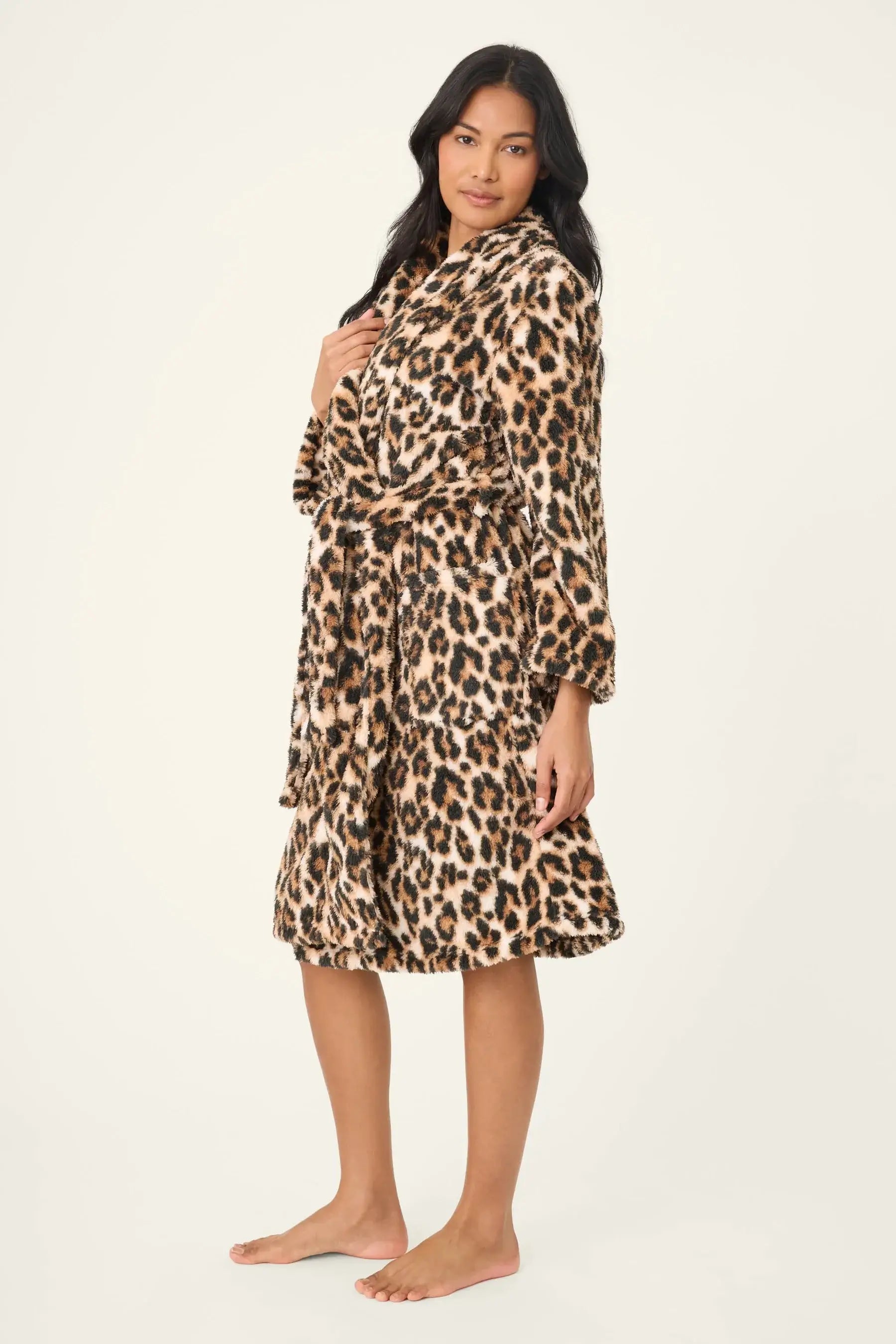 Holiday Dreams Leopard Print Fleece Robe for Women by PJ Salvage