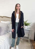 Hooded Cardigan Open Front | black

