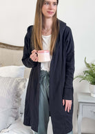 Hooded Cardigan Open Front | black
