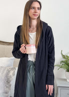 Hooded Cardigan Open Front | black
