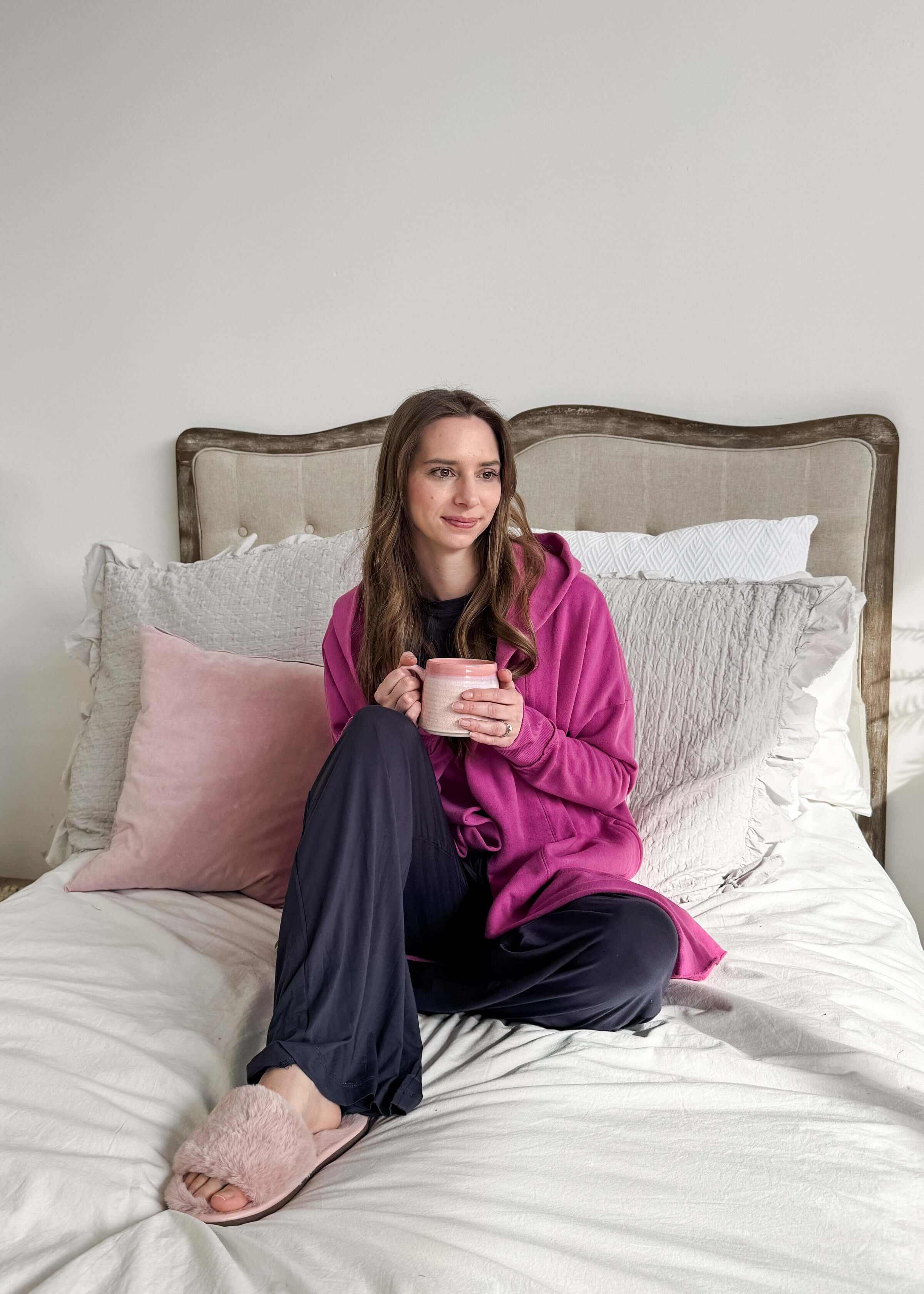 Hooded Cardigan Open Front | Pink