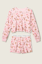 Women's Boyfriend Boxer Waffle Shorts Set pinky howdy western PJ Salvage