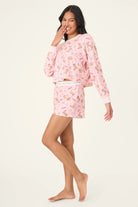 Women's Boyfriend Boxer Waffle Shorts Set pinky howdy western PJ Salvage