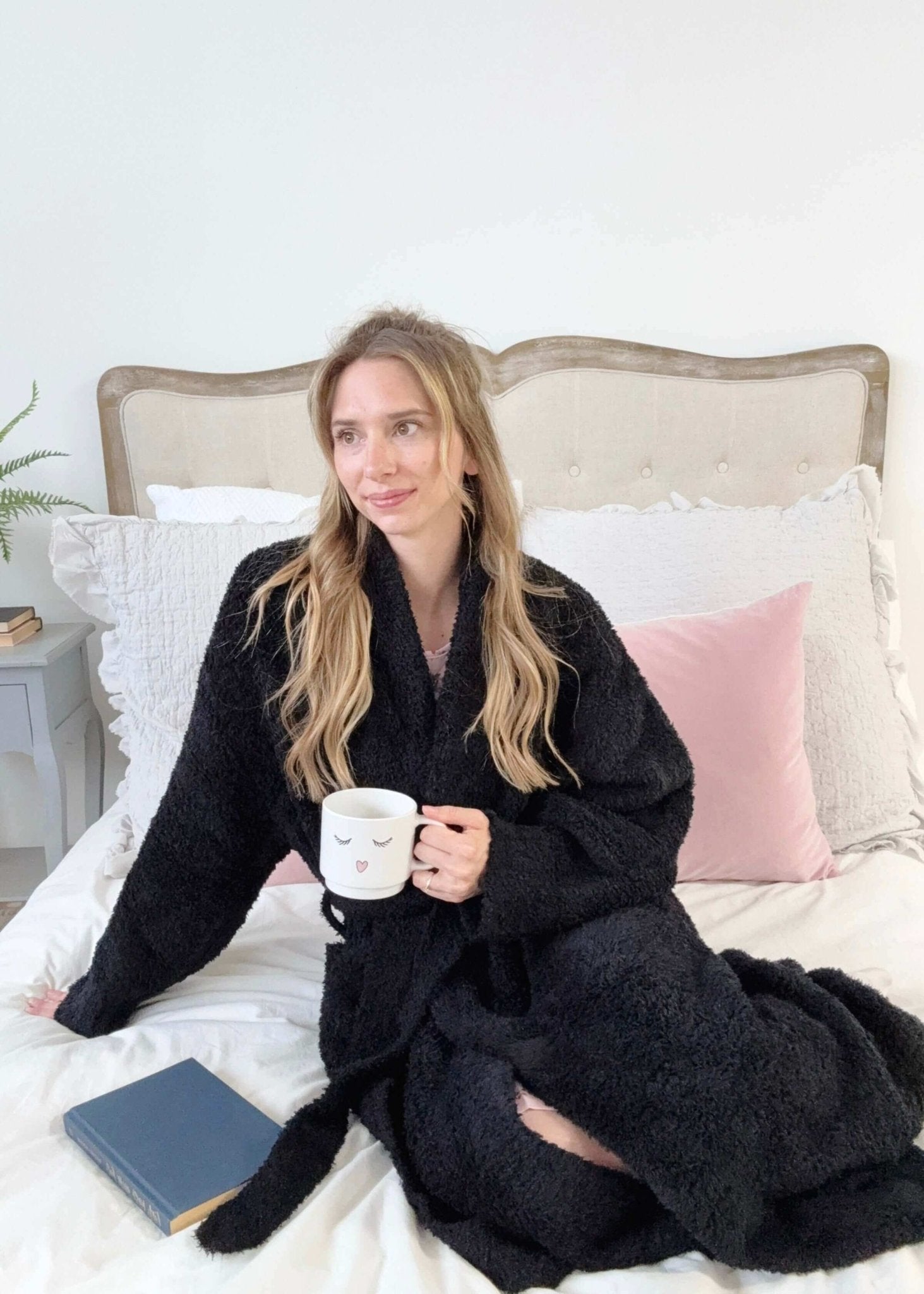 Black Chenille Cloud Spa Robe | Cozy Plush Lounge