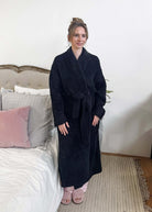 Black Chenille Cloud Spa Robe | Cozy Plush Lounge