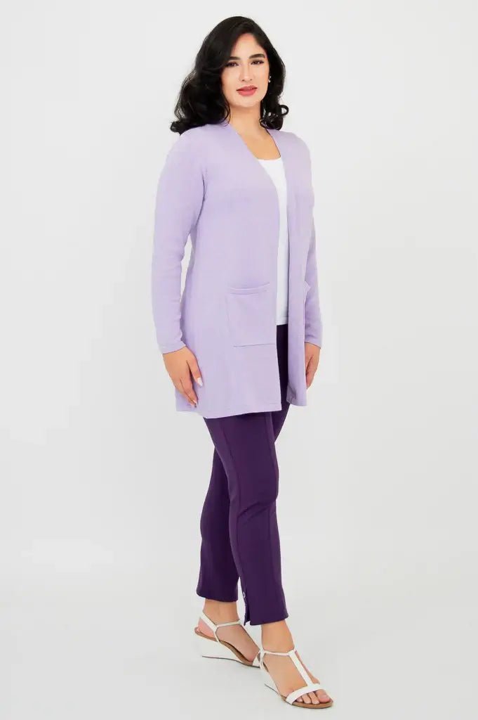 Justine Cotton Cardigan – Longline Open - Front Sweater with Pockets - Blue Sky Clothing Co - Cloud Nine Pajamas