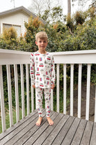 kids matching pj set in bamboo beachy cali christmas print from bambi and birdie