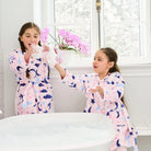 Hatley Kids Fleece Robe Night Sky print pink hooded wrap robe — Cloud Nine Pajamas Edmonton