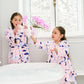 Hatley Kids Fleece Robe Night Sky print pink hooded wrap robe — Cloud Nine Pajamas Edmonton