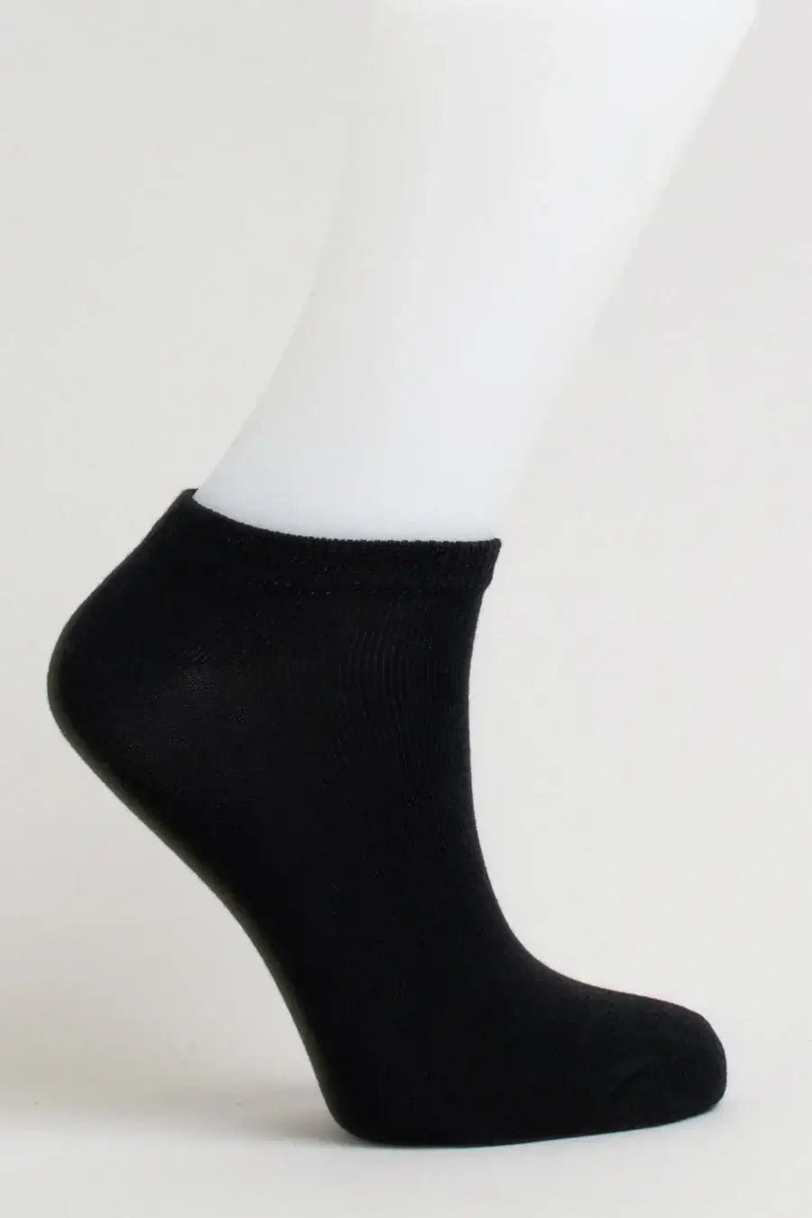 Ladies Bamboo Ankle Socks shown in black, soft and moisture-wicking, ideal for active lifestyles.
