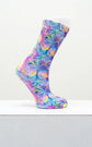Ladies Bamboo Crew Dress Socks in vibrant tropical print, offering comfort and style for any occasion.