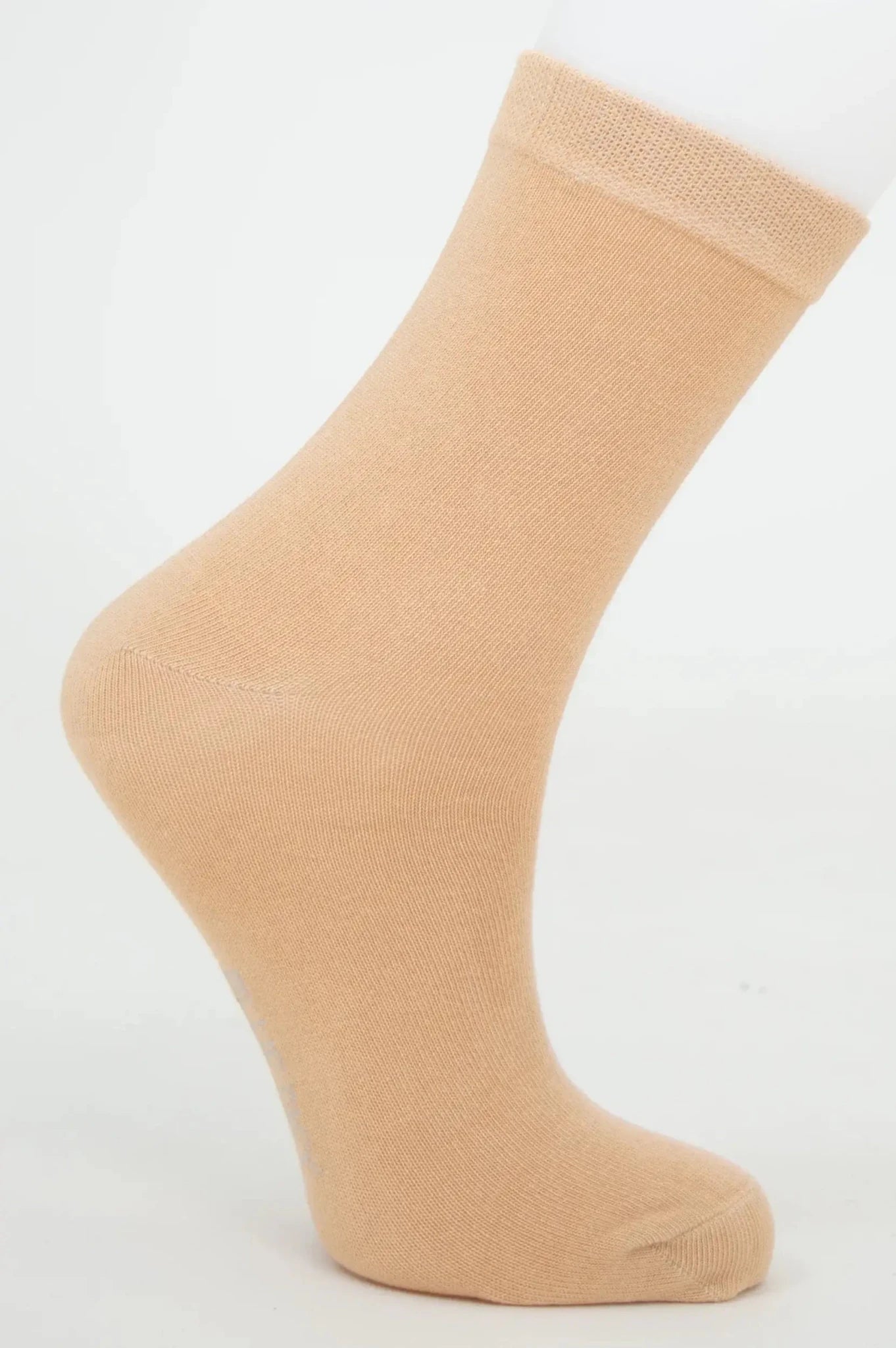 Ladies Bamboo Crew Dress Socks in a soft tan color, designed for comfort and moisture-wicking performance.