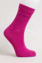 Ladies Bamboo Crew Dress Socks in vibrant pink by Blue Sky Clothing Co, featuring a soft and comfortable design.