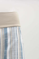 Landon Capri – Striped Linen-Bamboo Wide-Leg Cropped Pant in Sandstripe, perfect for effortless coastal style.
