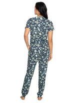 Latte Love Floral Print Cotton-Modal Relaxed Set Drop Shoulder Tee & Jogger Set displayed from the back.