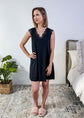 LATTE LOVE — Lace Sleep Dress in Black Solid worn on model in bedroom setting, showing front full length view 