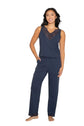 Latte Love - Lace Tank & Pant Set | Multiple Prints, featuring a model in a chic navy lace tank and pajama pants.